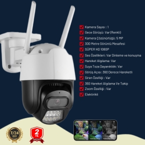 Full HD WiFi G�venlik Kameras� 360 Hareketli Renkli Gece G�r��l�